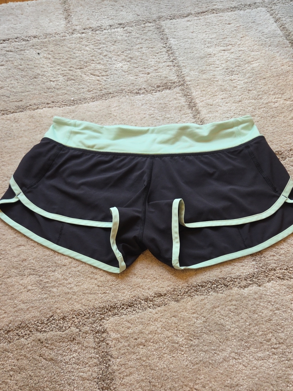 lululemon athletica Black Shorts with Mint Trim
